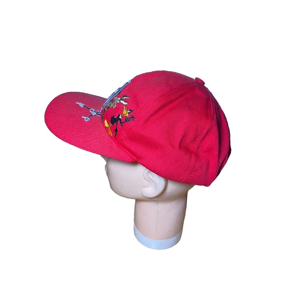 Vintage Warner Bros Looney Tunes Snapback Hat Red Embroidered Kids Cap